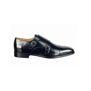 Remo Men’s Black Pattern Double Monk Strap – Italian Leather Dress Shoes